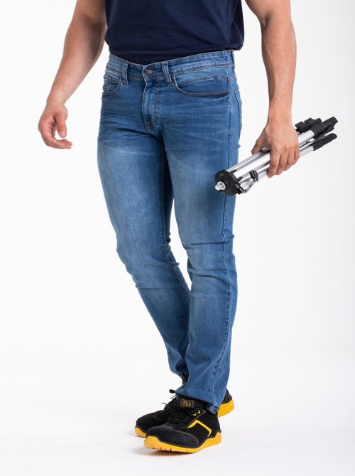 Jeans de travail coupe droite ajustée stretch super stone washed WORK1 'Rica Lewis' - Kiabi