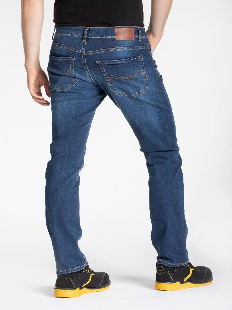 Jeans de travail coupe droite confort denim brossé stretch WORK8 Bleu - Kiabi