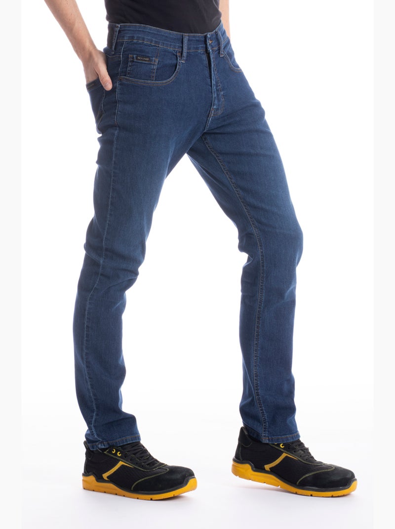 Jeans de travail coupe straight stretch Fibreflex® WORKL Bleu - Kiabi