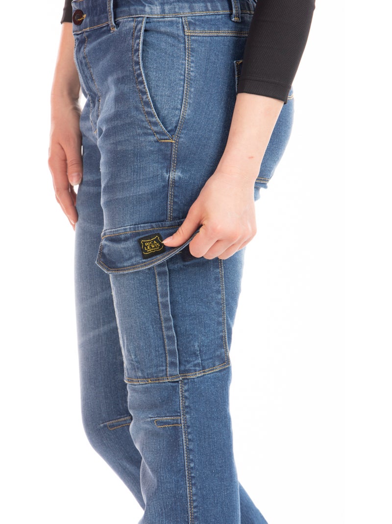 Jeans de travail multi poches stretch brossé BETTY 'Rica Lewis' Bleu - Kiabi