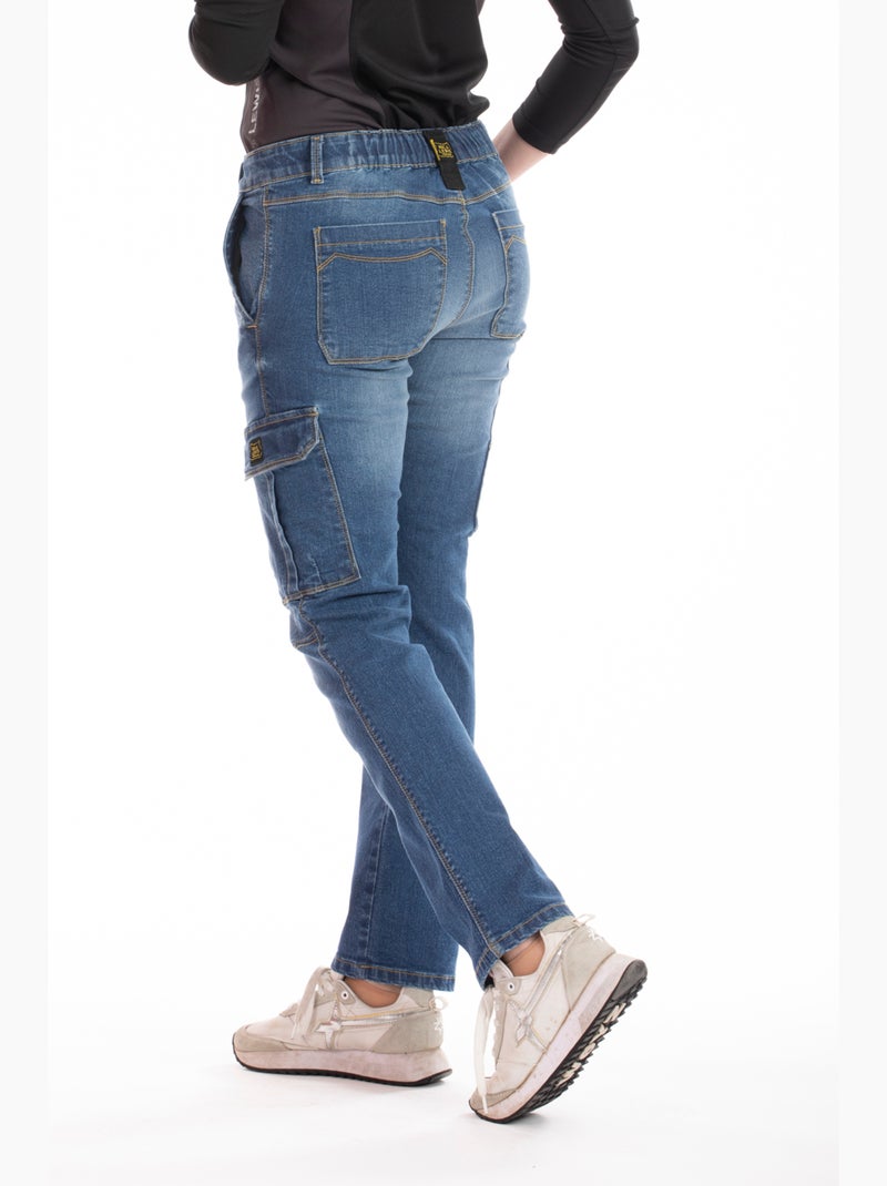 Jeans de travail multi poches stretch brossé BETTY 'Rica Lewis' Bleu - Kiabi