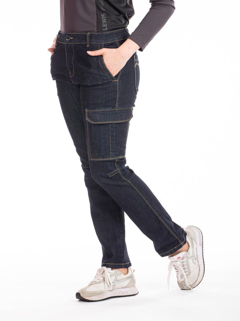 Jeans de travail multi poches stretch brut BETTYA 'Rica Lewis' Bleu - Kiabi