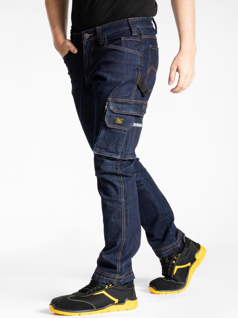Jeans de travail multi poches stretch brut JOBA 'Rica Lewis' Bleu - Kiabi
