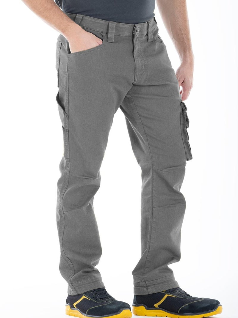 Jeans de travail multi poches stretch JOBC 'Rica Lewis' Gris clair - Kiabi