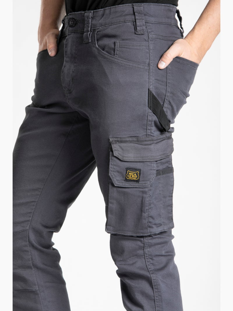 Jeans de travail multi poches stretch JOBC 'Rica Lewis' Gris foncé - Kiabi