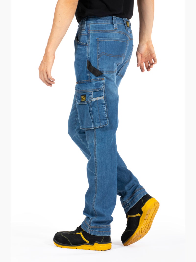 Jeans de travail multipoches denim léger Fibreflex® JOBL Bleu - Kiabi