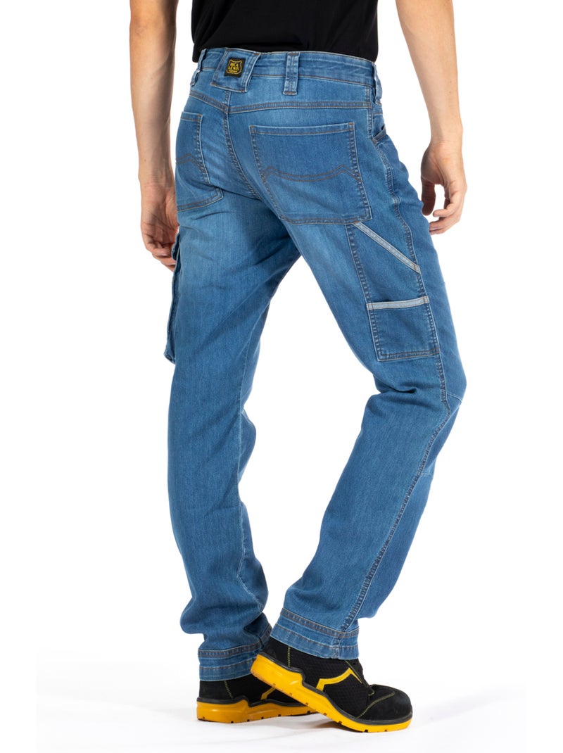 Jeans de travail multipoches denim léger Fibreflex® JOBL Bleu - Kiabi
