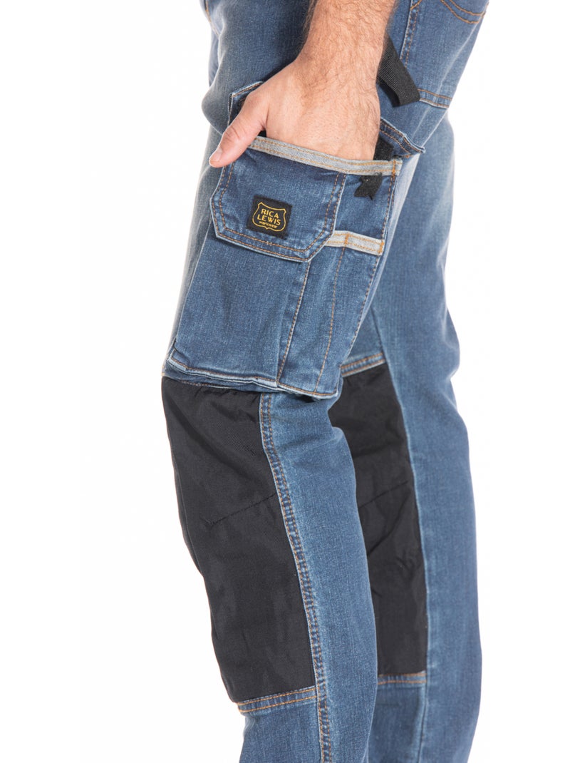 Jeans de travail stretch avec emplacement genouillères JOBPRO 'Rica Lewis' Bleu - Kiabi
