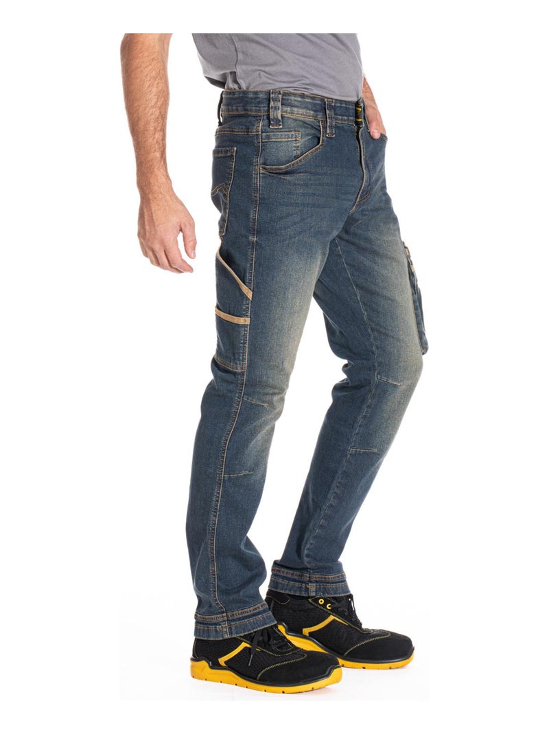 Jeans de travail stretch coupe confort dirty JOBDY 'Rica Lewis' Bleu - Kiabi