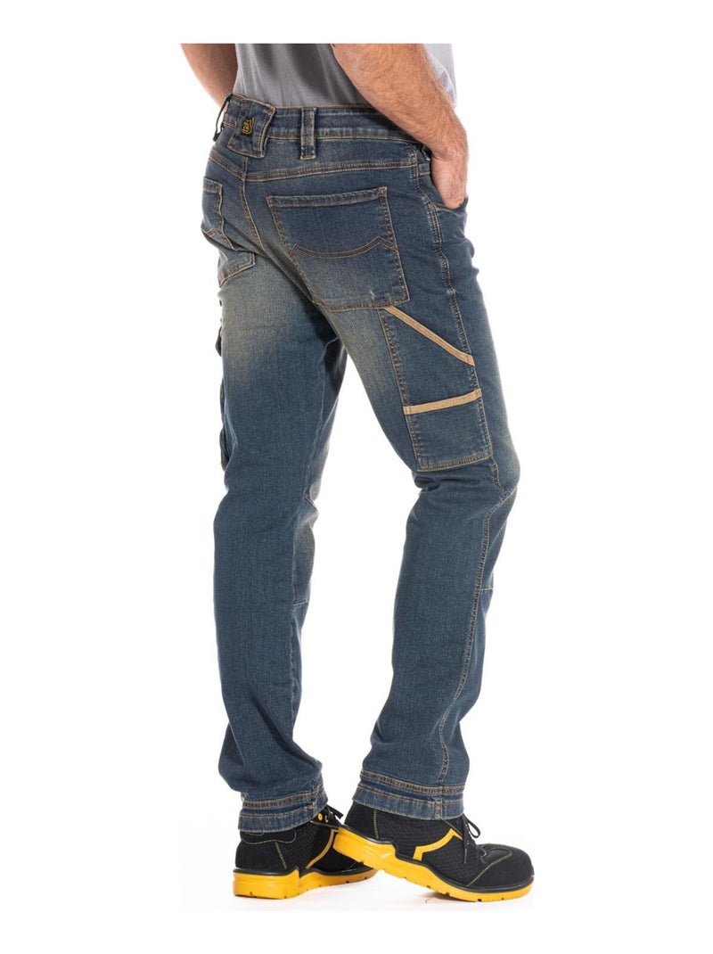 Jeans de travail stretch coupe confort dirty JOBDY 'Rica Lewis' Bleu - Kiabi