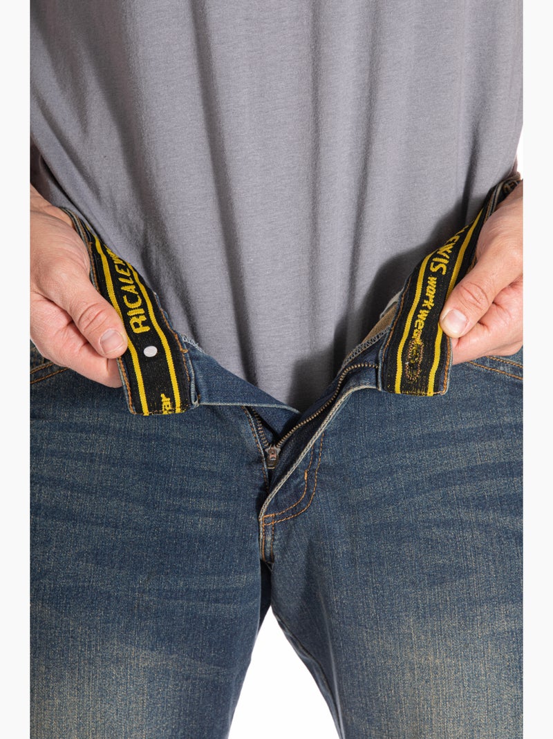 Jeans de travail stretch coupe confort dirty JOBDY 'Rica Lewis' Bleu - Kiabi