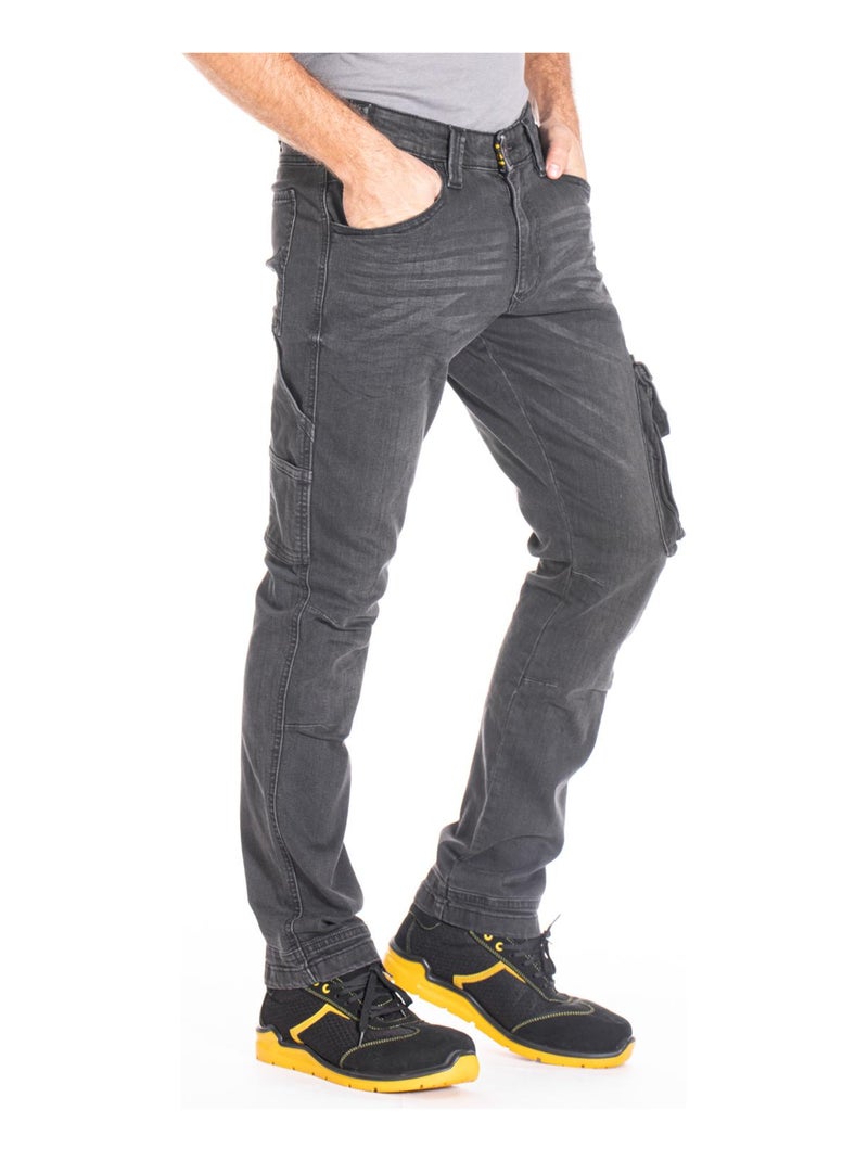 Jeans de travail stretch coupe confort JOBGR 'Rica Lewis' Gris - Kiabi