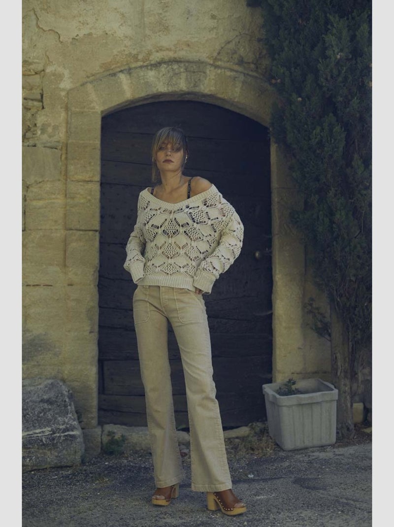 Jeans flare très évasé 'Le Temps Des Cerises' Blanc - Kiabi