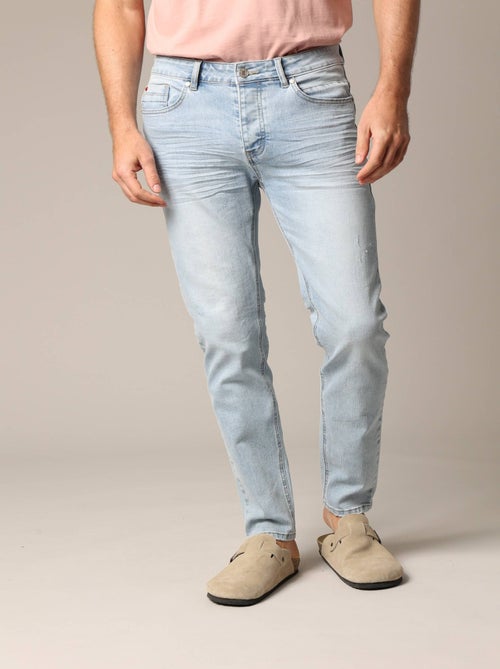 Jeans homme JOSUE en denim light stone destroy 'Deeluxe' - Kiabi
