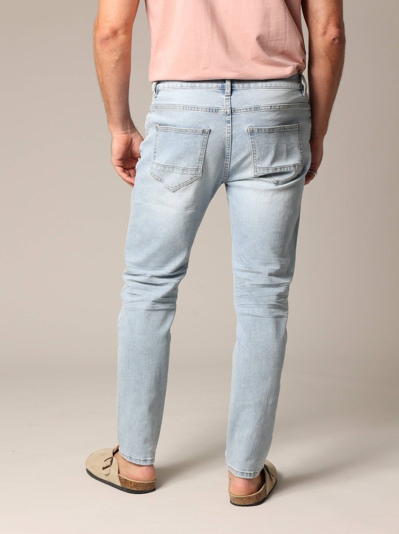 Jeans homme JOSUE en denim light stone destroy 'Deeluxe' Bleu clair - Kiabi