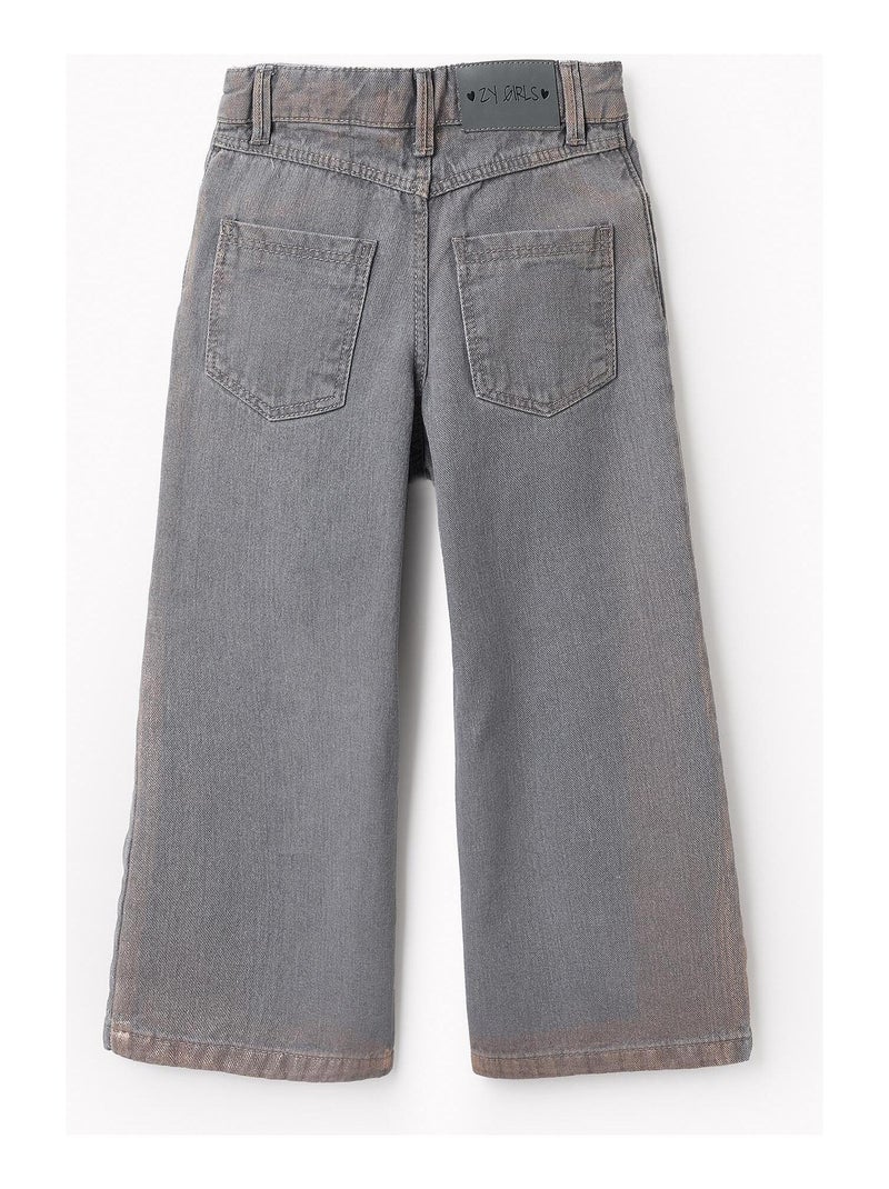 Jeans jean à jambes larges, 100% coton, avec paillettes DANCE ROOM Gris - Kiabi