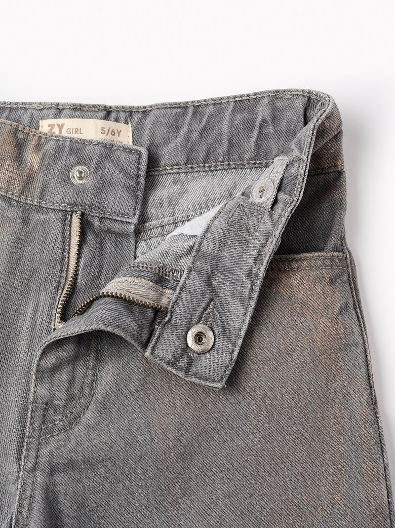 Jeans jean à jambes larges, 100% coton, avec paillettes DANCE ROOM Gris - Kiabi