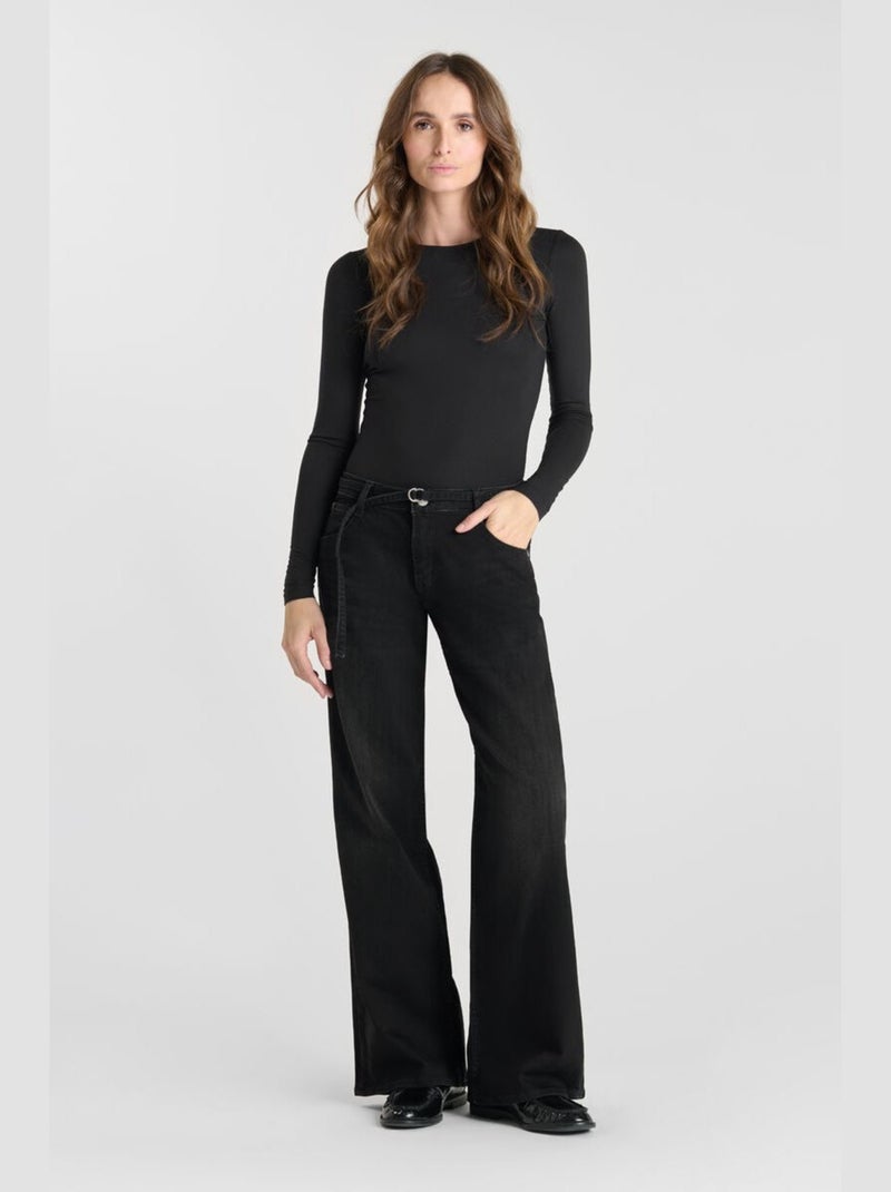 Jeans loose, large wide leg , longueur 34 'Le Temps Des Cerises' Noir - Kiabi