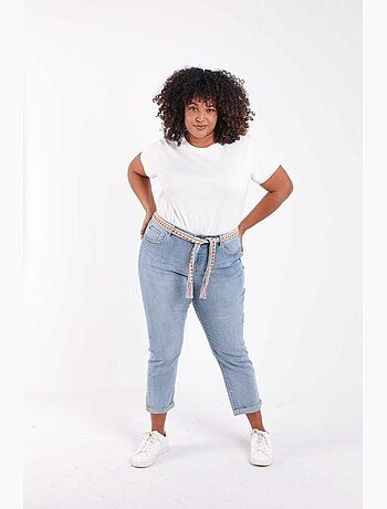 Jeans Louise slim 3/4 avec ceinture fantaisie PAPRIKA