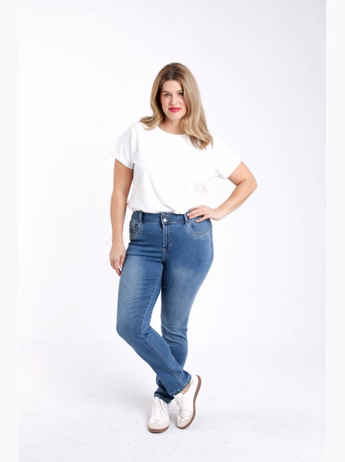 Jeans Louise slim L32 détail strass PAPRIKA - Kiabi