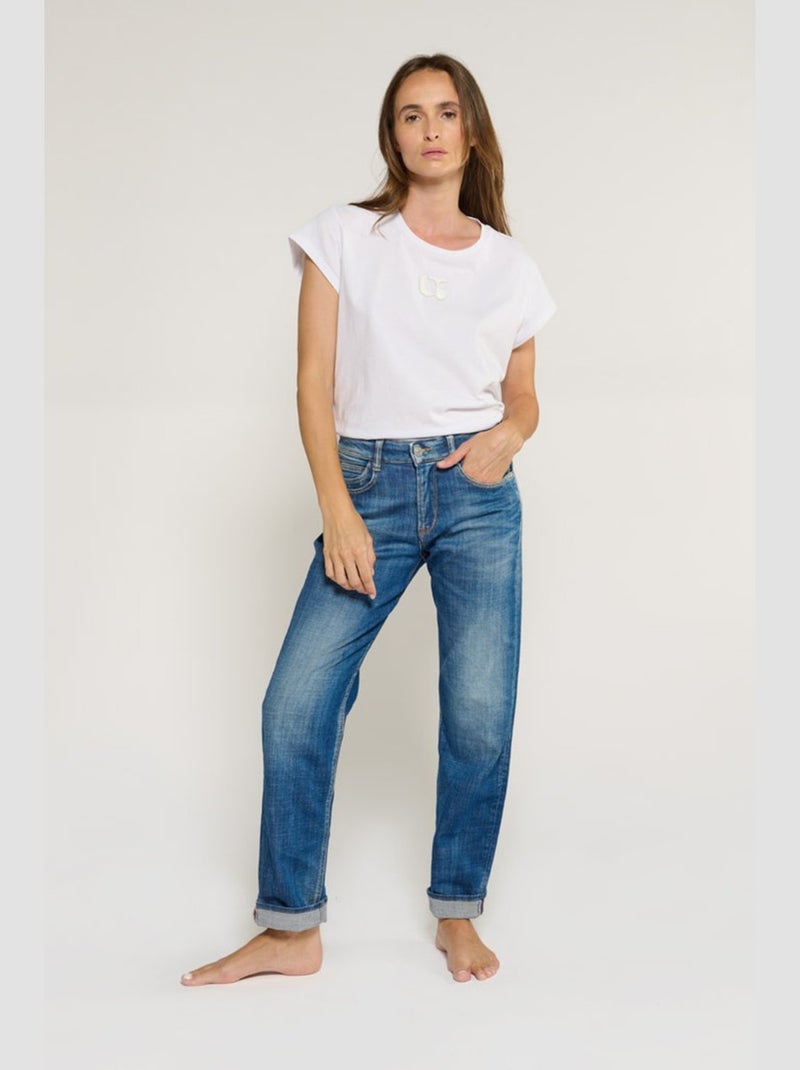 Jeans mom 7/8ème 'Le Temps Des Cerises' Bleu - Kiabi
