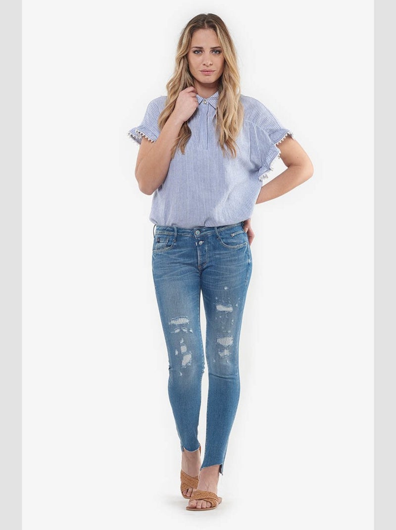 Jeans POWER skinny 7/8ème 'Le Temps Des Cerises' Bleu - Kiabi