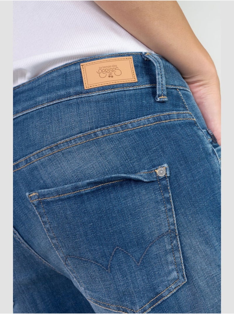 Jeans PRISKA droite 7/8ème 'Le Temps Des Cerises' Bleu - Kiabi