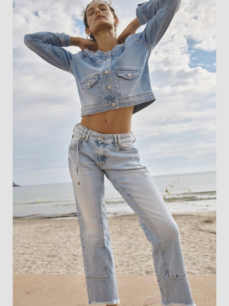 Jeans PRISSE regular droit 7/8ème 'Le Temps Des Cerises' Bleu - Kiabi