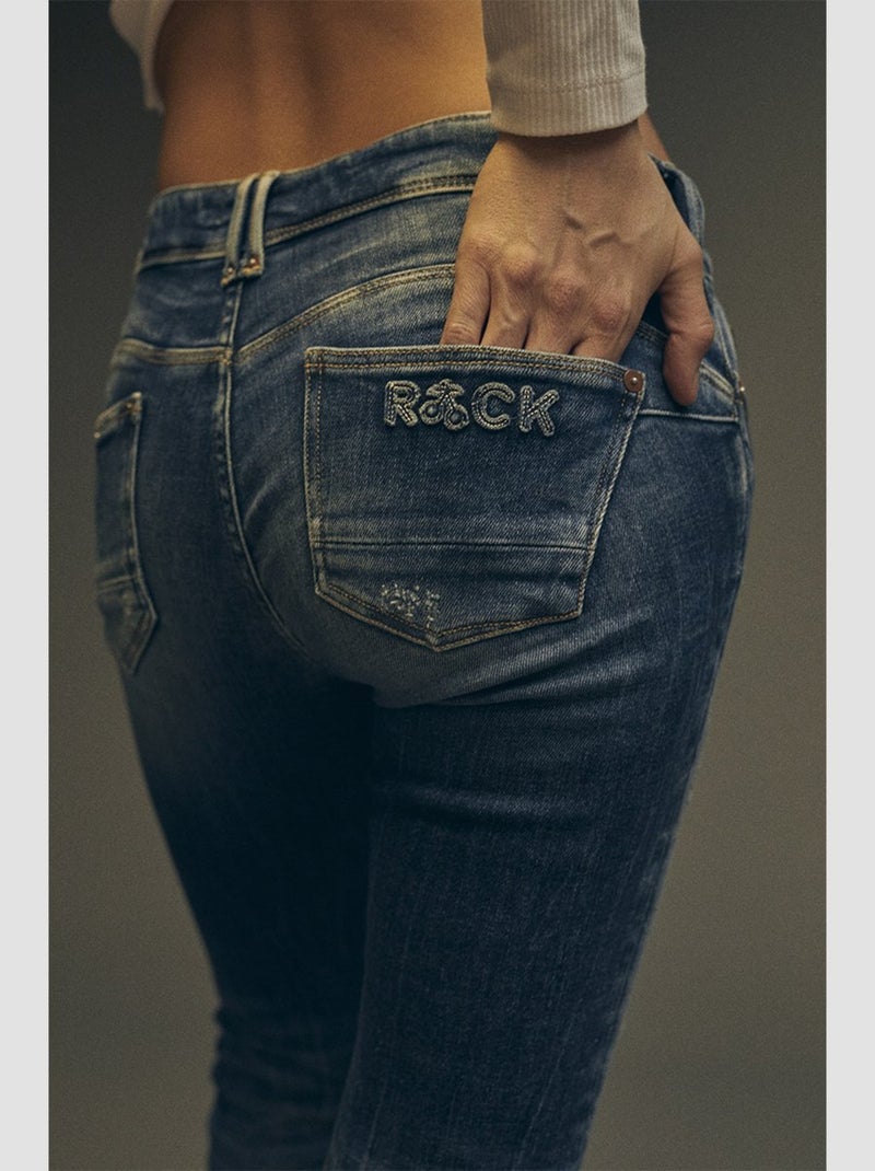 Jeans PULP push-up slim 7/8ème 'Le Temps Des Cerises' Bleu - Kiabi