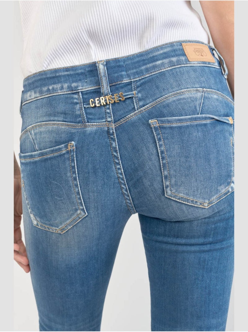 Jeans pulp push-up slim 7/8ème 'le temps des cerises' Bleu - Kiabi