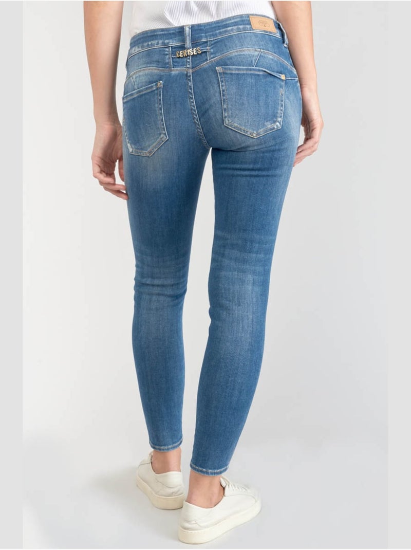 Jeans pulp push-up slim 7/8ème 'le temps des cerises' Bleu - Kiabi