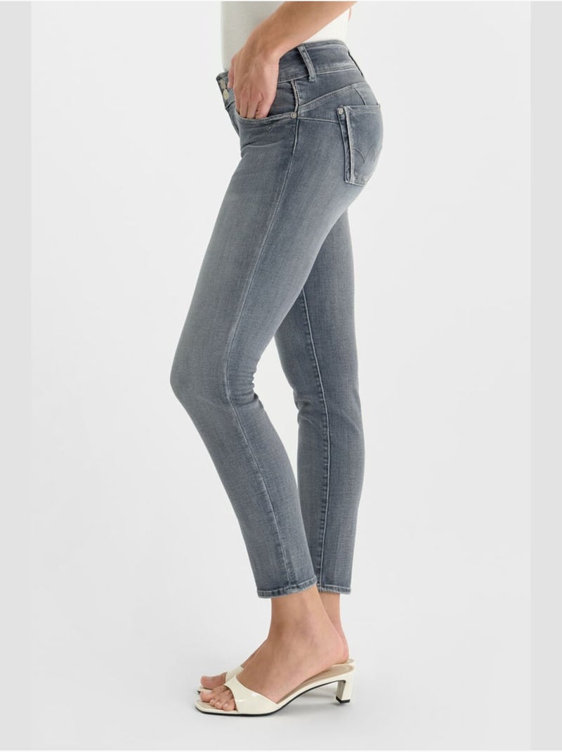 Jeans pulp push-up slim 7/8ème 'le temps des cerises' Gris - Kiabi