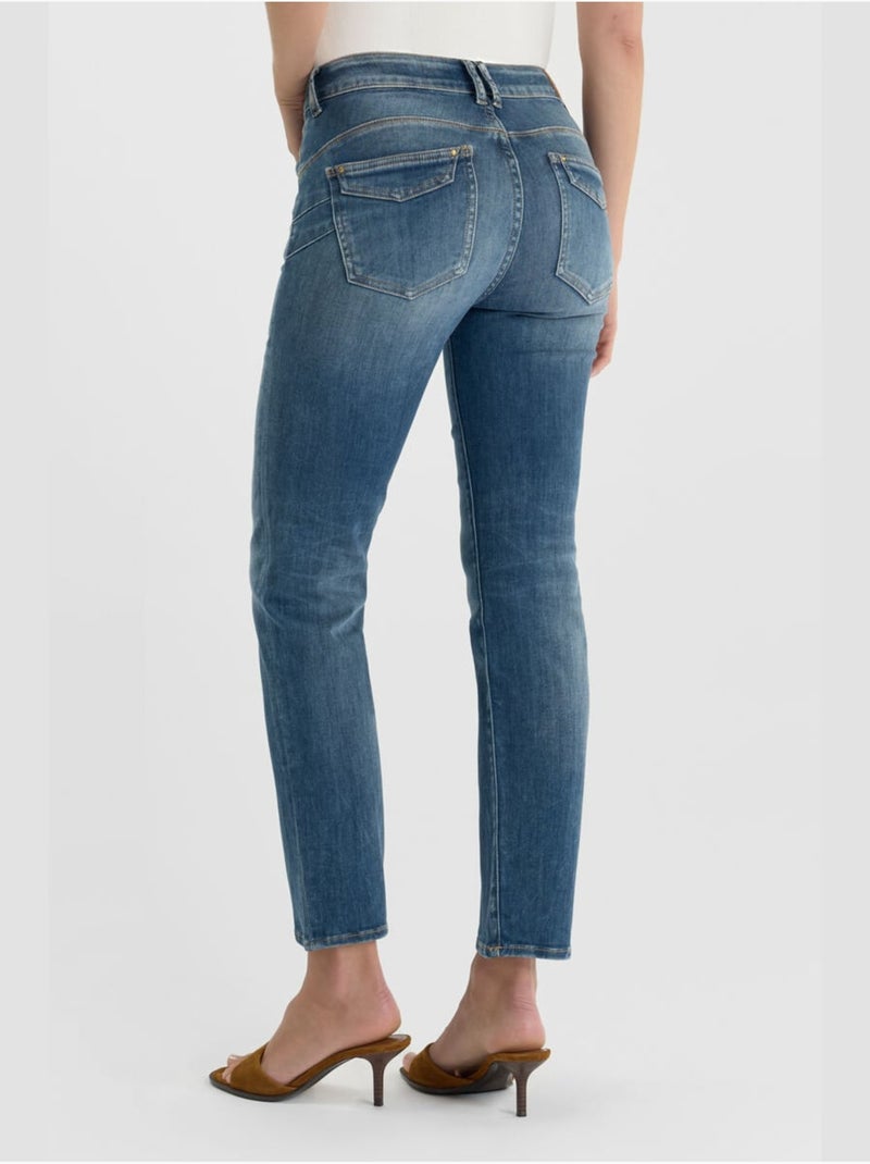 Jeans PULP taille haute push-up droite 7/8ème 'Le Temps Des Cerises' Bleu - Kiabi