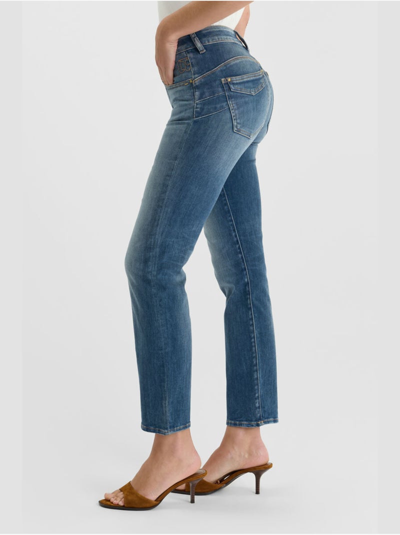 Jeans PULP taille haute push-up droite 7/8ème 'Le Temps Des Cerises' Bleu - Kiabi