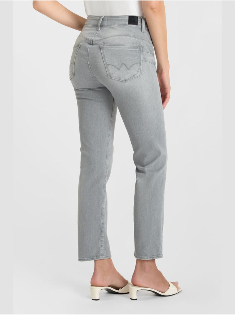 Jeans PULP taille haute push-up droite 7/8ème 'Le Temps Des Cerises' Gris - Kiabi