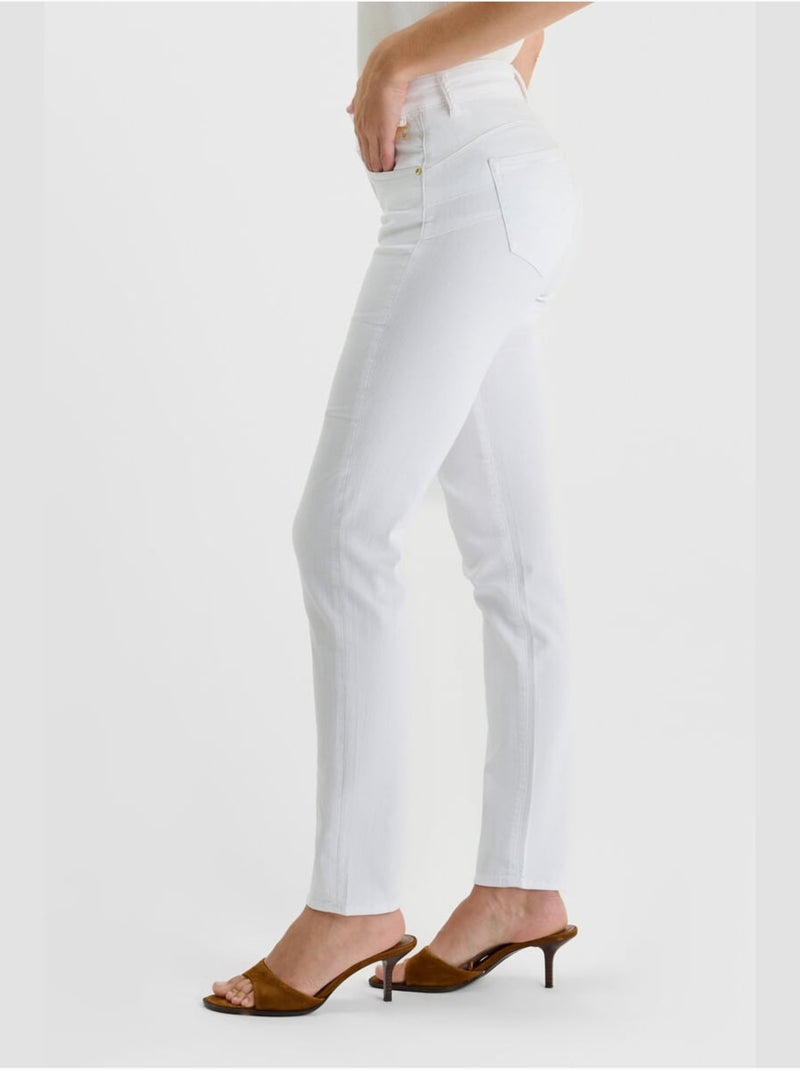 Jeans PULP taille haute push-up droite 'Le Temps Des Cerises' Blanc - Kiabi