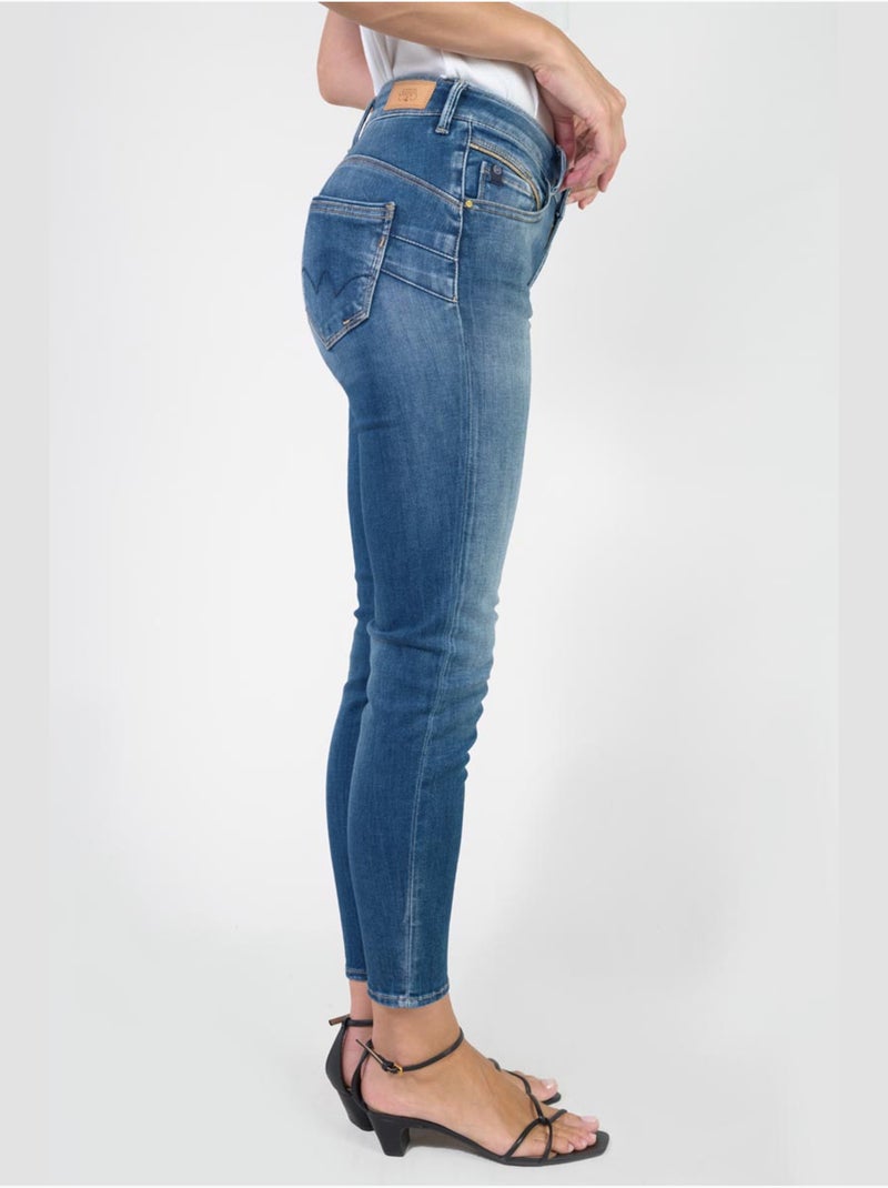 Jeans PULP taille haute push-up slim 7/8ème 'Le Temps Des Cerises' Bleu - Kiabi