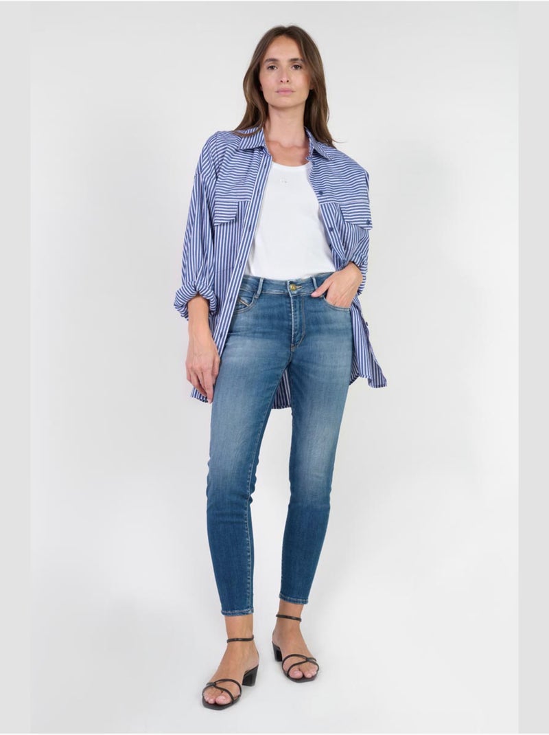 Jeans PULP taille haute push-up slim 7/8ème 'Le Temps Des Cerises' Bleu - Kiabi