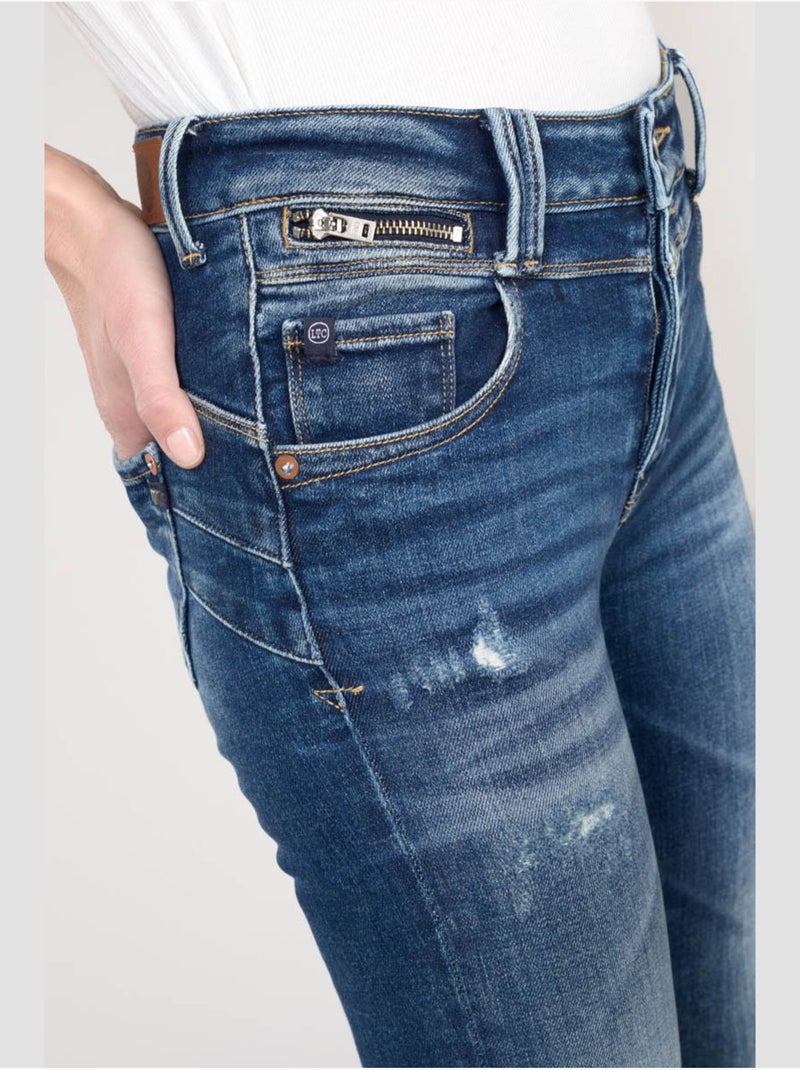 Jeans pulp taille haute push-up slim 7/8ème 'le temps des cerises' Bleu - Kiabi