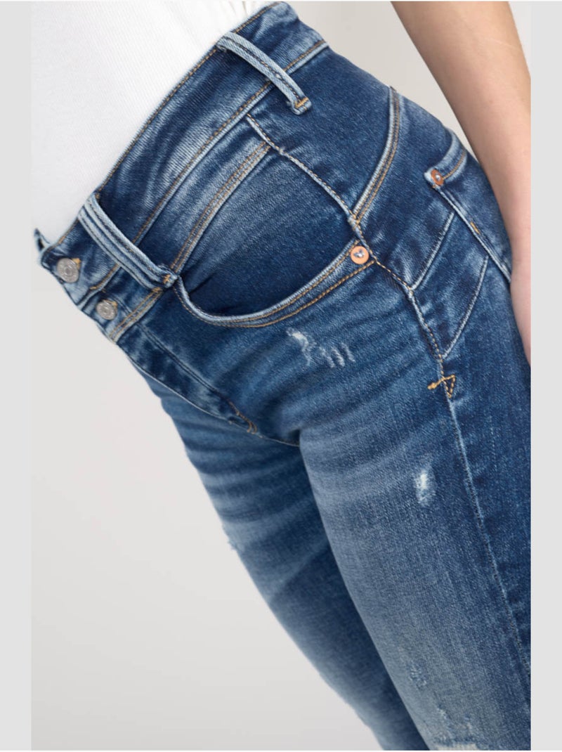 Jeans pulp taille haute push-up slim 7/8ème 'le temps des cerises' Bleu - Kiabi