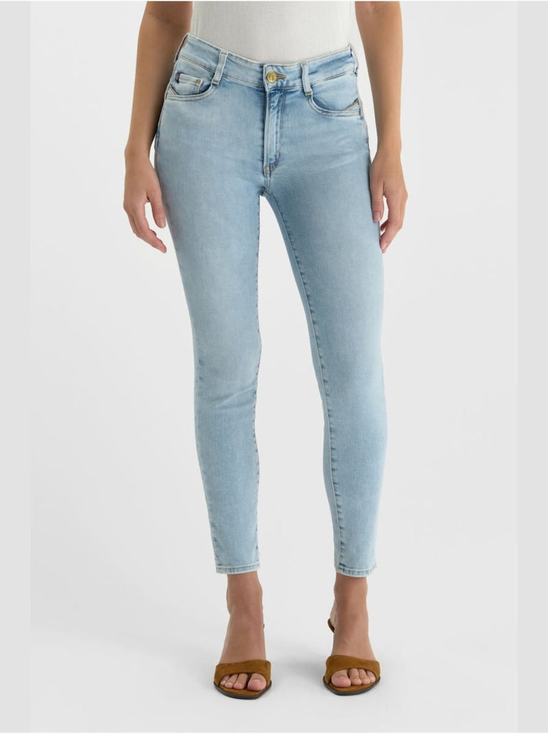 Jeans PULP taille haute push-up slim 7/8ème 'Le Temps Des Cerises' Bleu - Kiabi