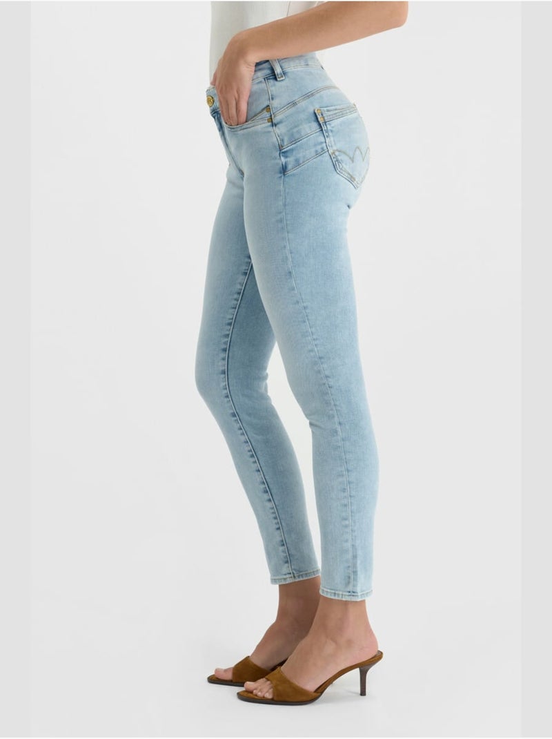 Jeans PULP taille haute push-up slim 7/8ème 'Le Temps Des Cerises' Bleu - Kiabi