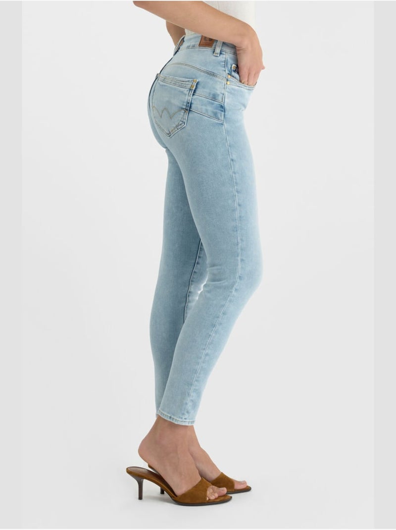 Jeans PULP taille haute push-up slim 7/8ème 'Le Temps Des Cerises' Bleu - Kiabi