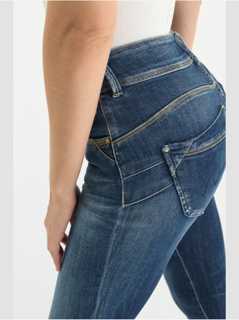 Jeans PULP taille haute push-up slim 7/8ème 'Le Temps Des Cerises' Bleu - Kiabi