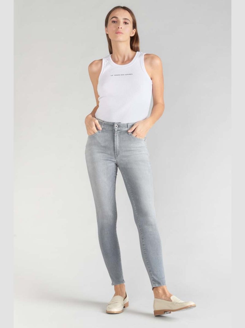 Jeans PULP taille haute push-up slim 7/8ème 'Le Temps Des Cerises' Gris - Kiabi