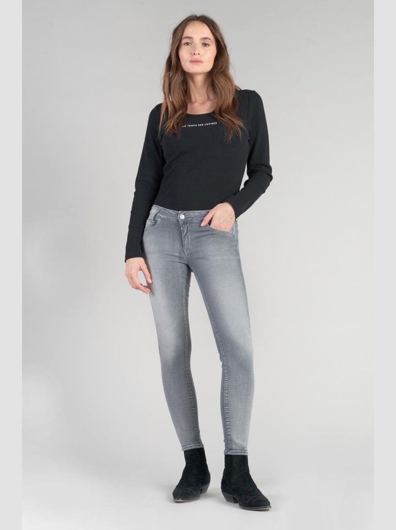 Jeans PULP taille haute push-up slim 7/8ème 'Le Temps Des Cerises' Gris - Kiabi
