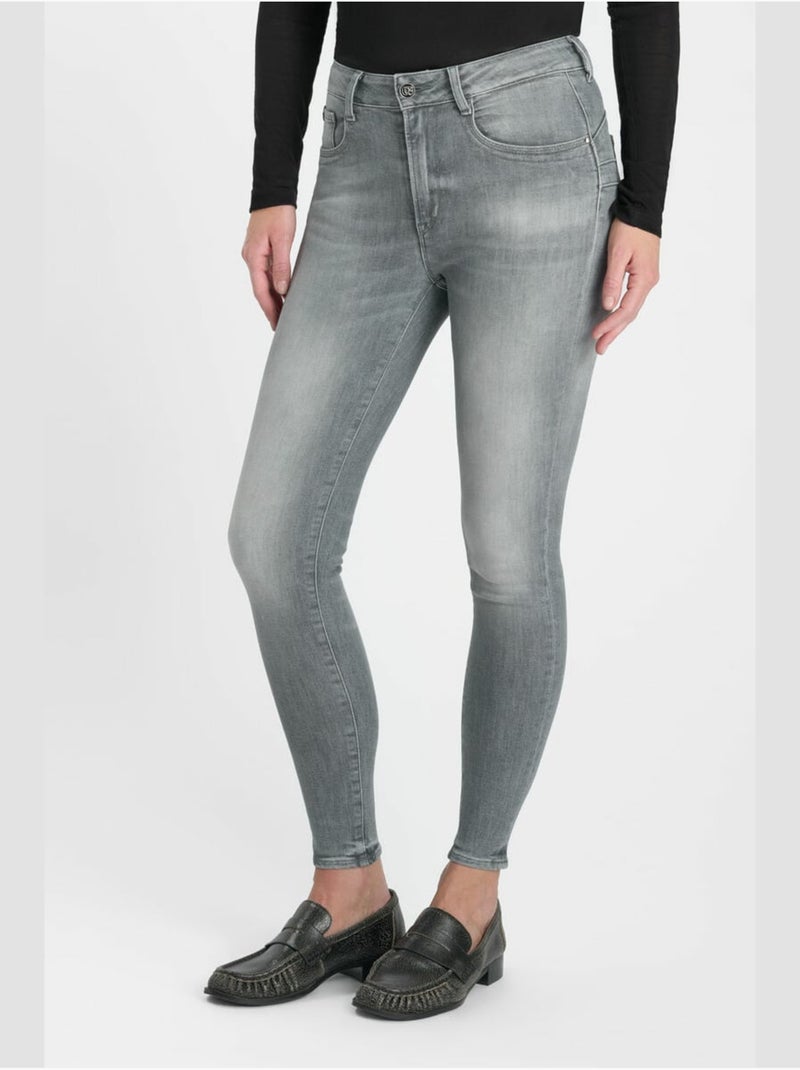 Jeans pulp taille haute push-up slim 7/8ème 'le temps des cerises' Gris - Kiabi