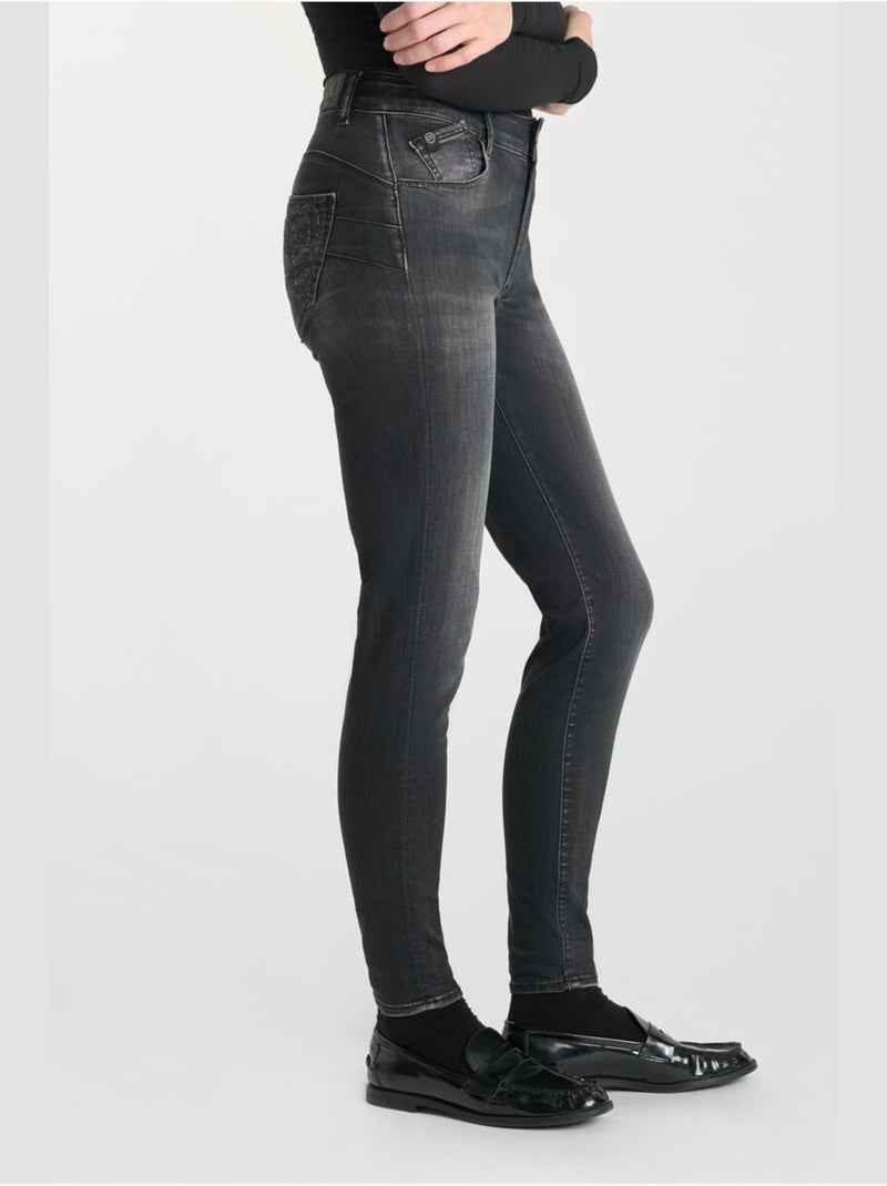 Jeans PULP taille haute push-up slim 7/8ème 'Le Temps Des Cerises' Noir - Kiabi