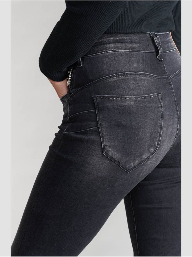 Jeans PULP taille haute push-up slim 7/8ème 'Le Temps Des Cerises' Noir - Kiabi