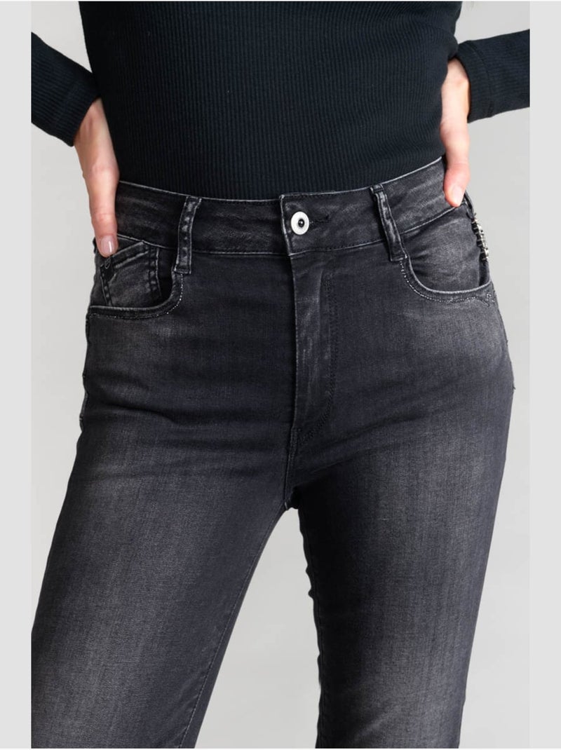 Jeans PULP taille haute push-up slim 7/8ème 'Le Temps Des Cerises' Noir - Kiabi